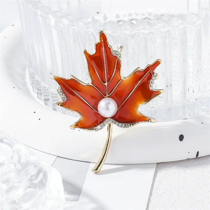 1pc Chic Maple Leaf Brooch with Shiny Rhinestones, Coconut Tree Plant Pin Jewelry Accessories - Great for Personal or Gift Use