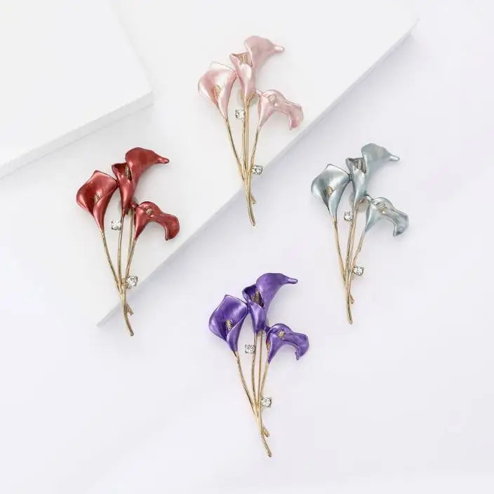 Resin Tulip Brooch for Women Unisex Rhinestone Flower Pin Pearl Plant Lapel Pin Banquet Party Backpack Gifts Jewelry Accessories