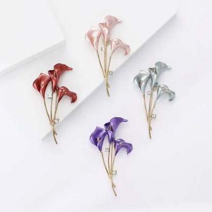 Resin Tulip Brooch for Women Unisex Rhinestone Flower Pin Pearl Plant Lapel Pin Banquet Party Backpack Gifts Jewelry Accessories