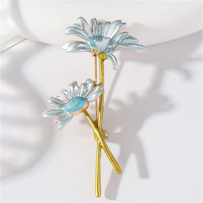 Elegant Enamel Daisy Brooch Pin Sweet Retro Y2K Jewelry Accessories Romantic Trend Daily Decoration Party Charm Trend Gift 2025