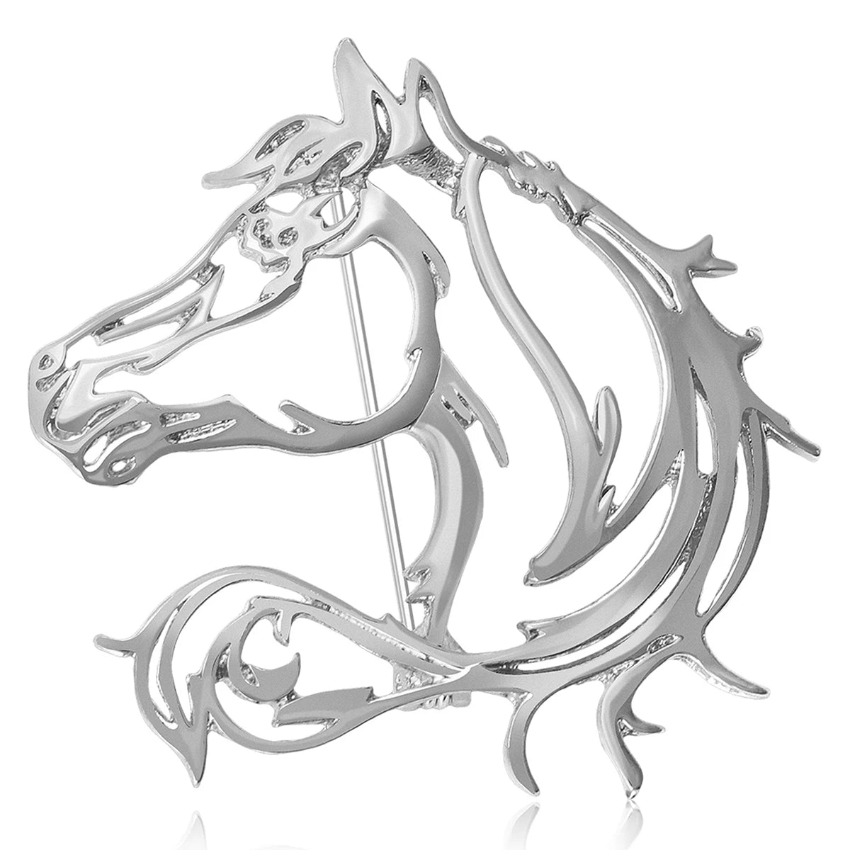 Beaut&Berry Classic Hollow Simple Horse Brooches for Women Zodiac Animal Pins New Year Gift Friends Party Jewellery