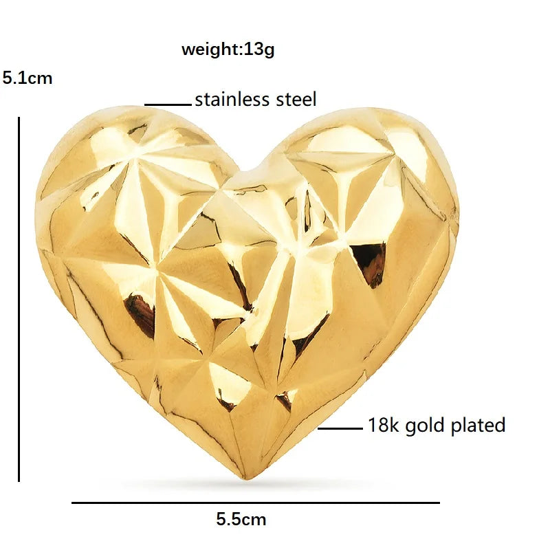 Wuli&baby Stainless Steel Heart Brooches For Women Men 2-color Shining Love Valentine Day Brooch Pins Badge Gifts