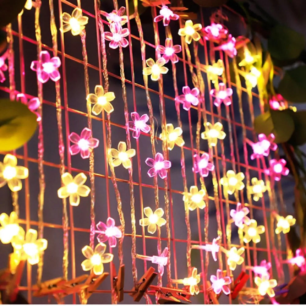 1PC 1.5M/3M/4.5M LED Cherry Flower Light String,powered by AA batteries(excl),used for bedroom,living room and party decoration
