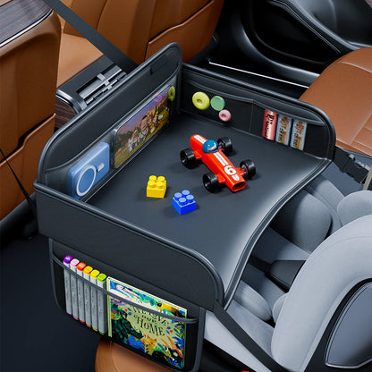 Child Car Dining Drawing Table Leather Universa Safety Seat Tray Backseat Children Table Tool Toys Phone Storage Pocket Lap Desk