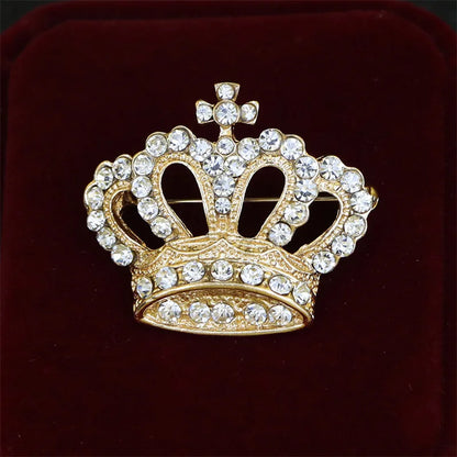 Fashion Crown Brooch For Women Vintage Zircon Crystal Luxurious Jewelry Girl Princess Gift
