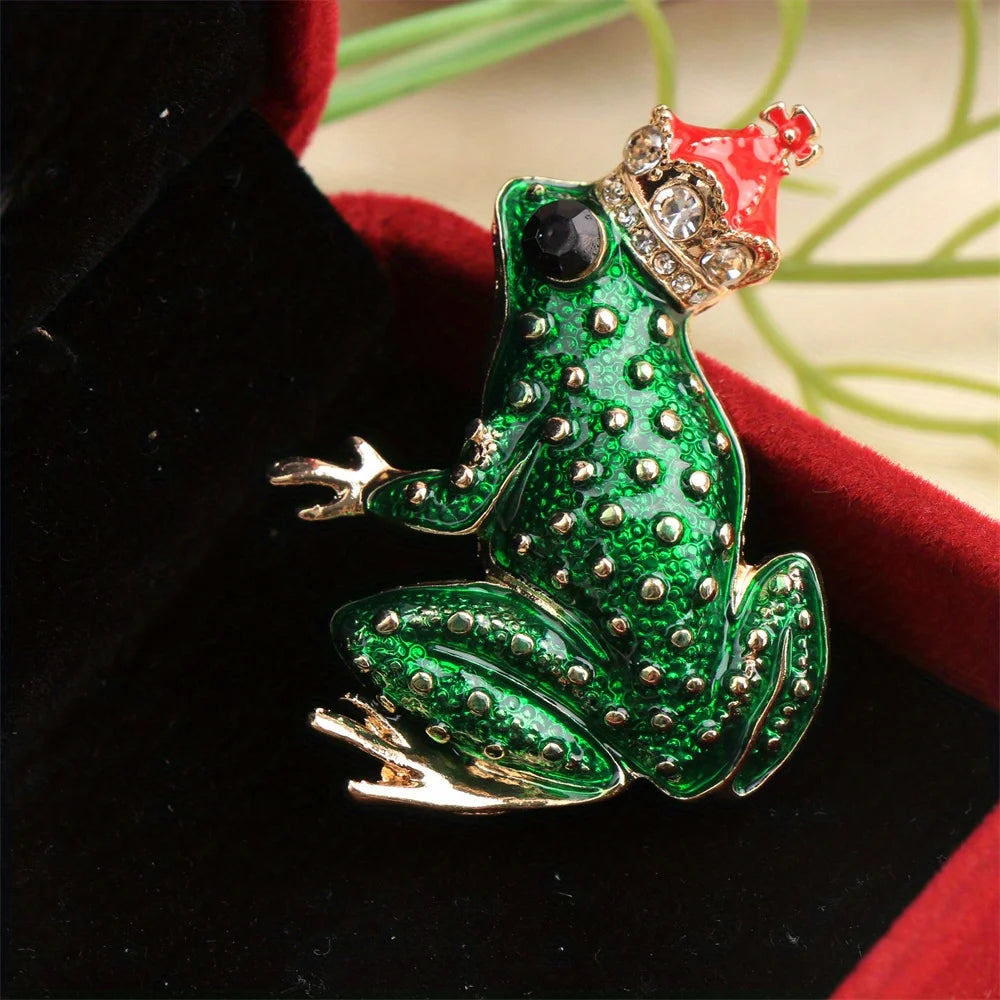 Baroque Luxury Beautiful Frog Prince Design Brooch for Men and Women, Jewelry Accessories, Wedding Holiday Party Gift