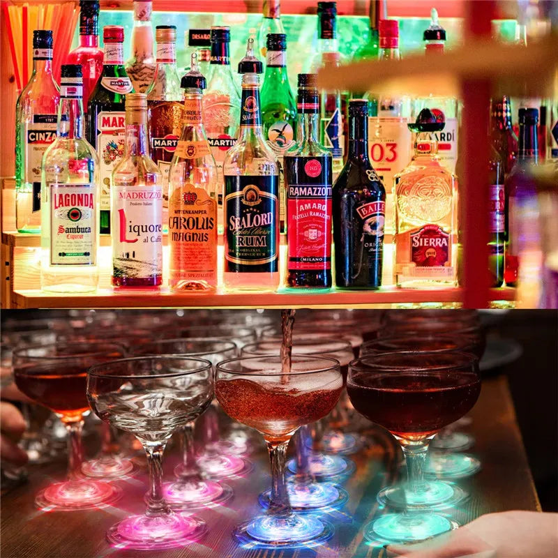 1/10/50pcs Luminous Coaster LED Bar Drinks Cup Pad Wine Liquor Bottles Coaster Atmosphere Light Cup Sticker Light-emitting Prop