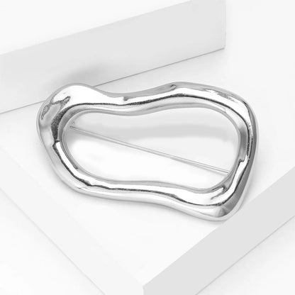 Trendy Irregular Big Circle Brooches for Women Men Gold Plated Silver Color Metal Lapel Pins Geometric Jewelry Gifts