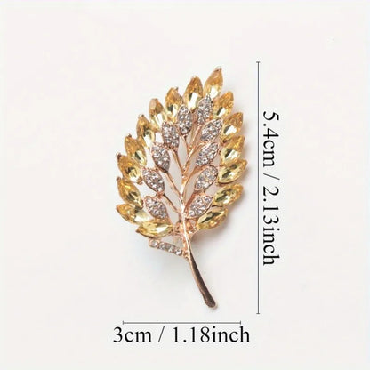 Women Girls Feather Rhinestone Brooches Jewelry Clothing Suit Pins Accessories