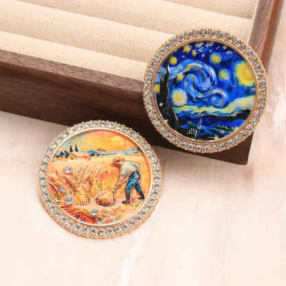 Baroque Luxury Starry Night Wheat Field Oil Painting Design Brooch for Men and Women, Jewelry, Fashion Accessories, Party Gift