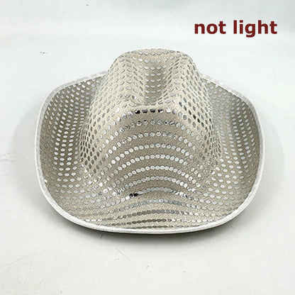 LED Glowing Cowgirl boy Hat Neon Luminous Bride Hat For Holiday Light Up Supplies Fluorescent Party Props Bachelorette Party Hat