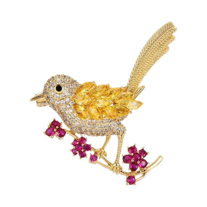 Colorful Rhinestone Auspicious Magpie Bird Brooches for Women Good Luck Badges Crystal Chinese Style Party Brooch Pins Gift