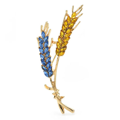 Wuli&baby Beautiful Wheat Designs Brooches Pins Crystal Charming Flowers Plants Casual Party Brooch Fashion Jewelry Gifts
