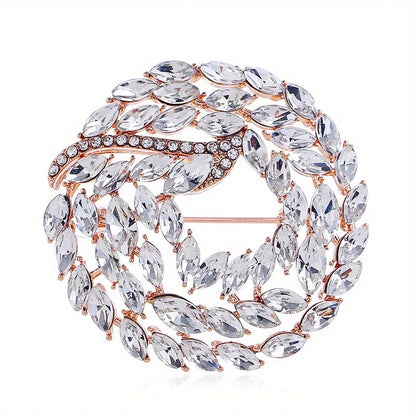 SKEDS High-end Women  Exquisite Crystal Flower Badges Pin Fashion Creative Luxury Rhinestone Shining Brooch Corsages