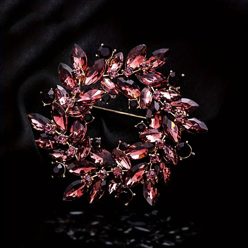 SKEDS High-end Women  Exquisite Crystal Flower Badges Pin Fashion Creative Luxury Rhinestone Shining Brooch Corsages
