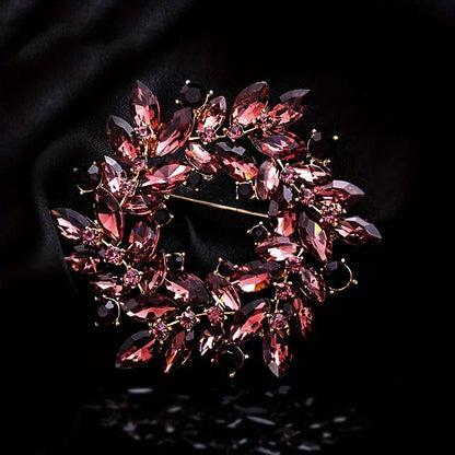SKEDS High-end Women  Exquisite Crystal Flower Badges Pin Fashion Creative Luxury Rhinestone Shining Brooch Corsages