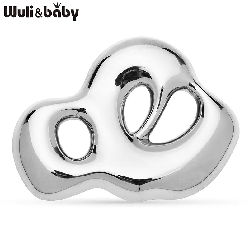 Wuli&baby Stainless Steel Art Cloud Brooches For Women Unisex 2-color Easy-match Geometric Office Casual Clothes Brooch Pins