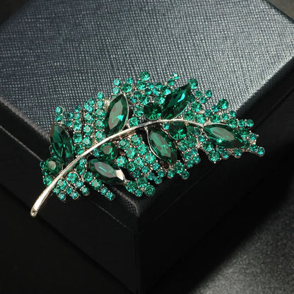 Baroque Luxury Feather and Leaf Design Brooch for Men and Women, Jewelry Accessories, WeddingHolidayPartyCouple'sSurpriseGift