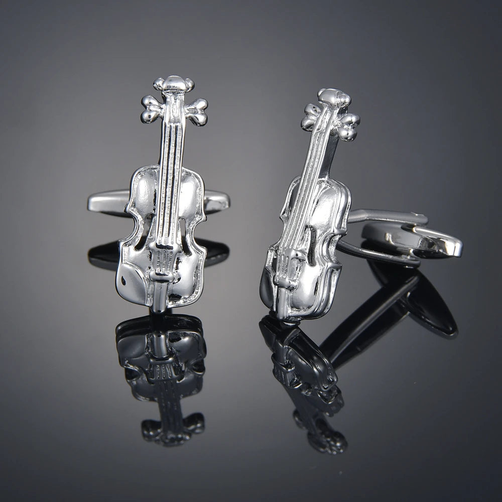 Copper material, plating, entertainment, hobbies, cufflinks, musical notes, chromatics, piano, guitar, French shirt, acce