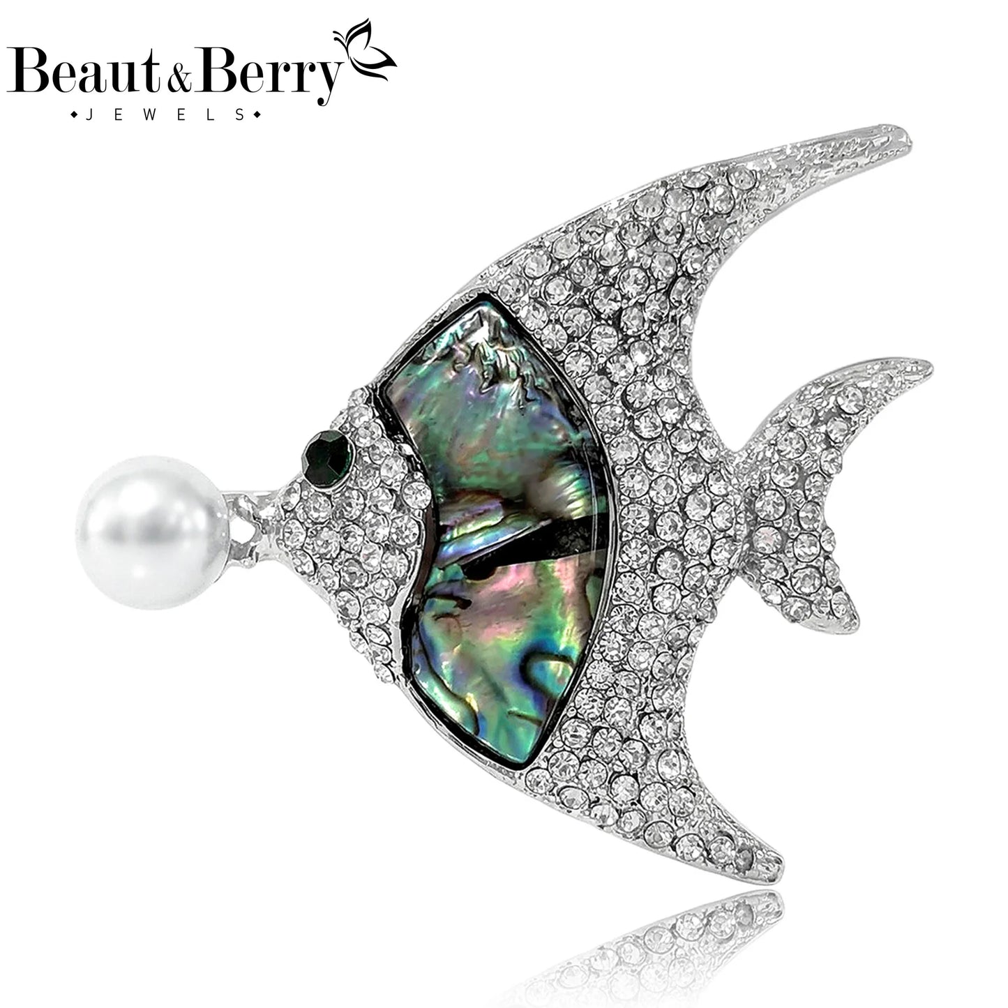 Beaut&Berry Classic Abalone Shell Fish Brooches for Women Unisex Animal Pins Casual Party Jewelry Accessories Gifts Decoration