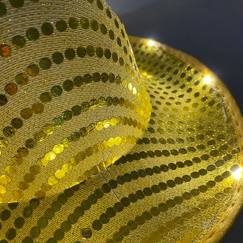 LED Glowing Cowgirl boy Hat Neon Luminous Bride Hat For Holiday Light Up Supplies Fluorescent Party Props Bachelorette Party Hat