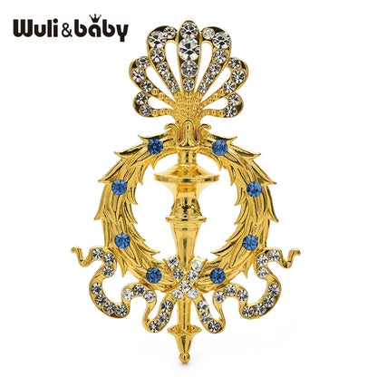 Wuli&baby Crown Snakes Wand Brooches For Women Men 2-color Rhinestone Sword Party Casual Brooch Pins Gifts