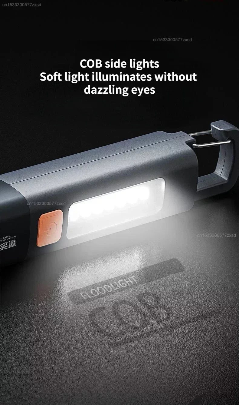 Mijia Outdoor Flashlight Portable Strong Lights Variable Focus with Floodlight Side Lights Long Range USB Rechargeable LED Lamp