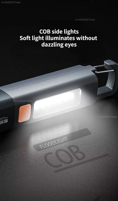 Mijia Outdoor Flashlight Portable Strong Lights Variable Focus with Floodlight Side Lights Long Range USB Rechargeable LED Lamp
