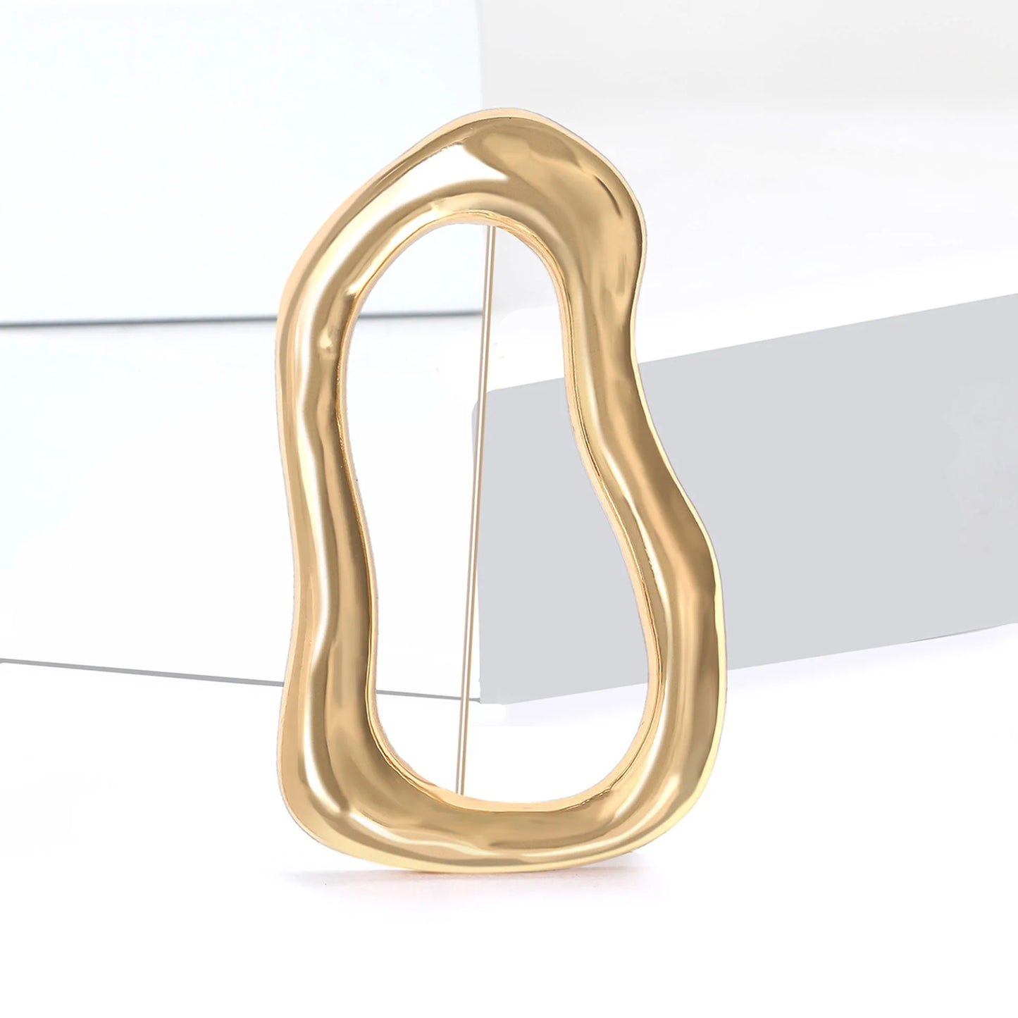 Trendy Irregular Big Circle Brooches for Women Men Gold Plated Silver Color Metal Lapel Pins Geometric Jewelry Gifts