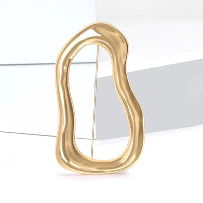 Trendy Irregular Big Circle Brooches for Women Men Gold Plated Silver Color Metal Lapel Pins Geometric Jewelry Gifts