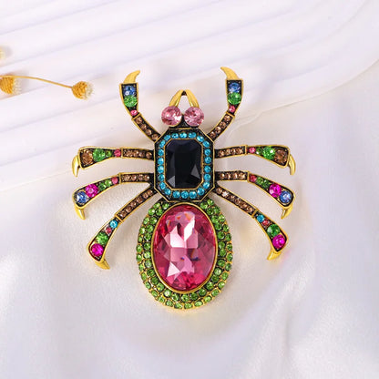 Classic Middle Design Baroque Big Spider Crystal Badges Brooches For Women Men Casual Vintage Insect Rhinestone Exquisite Pins