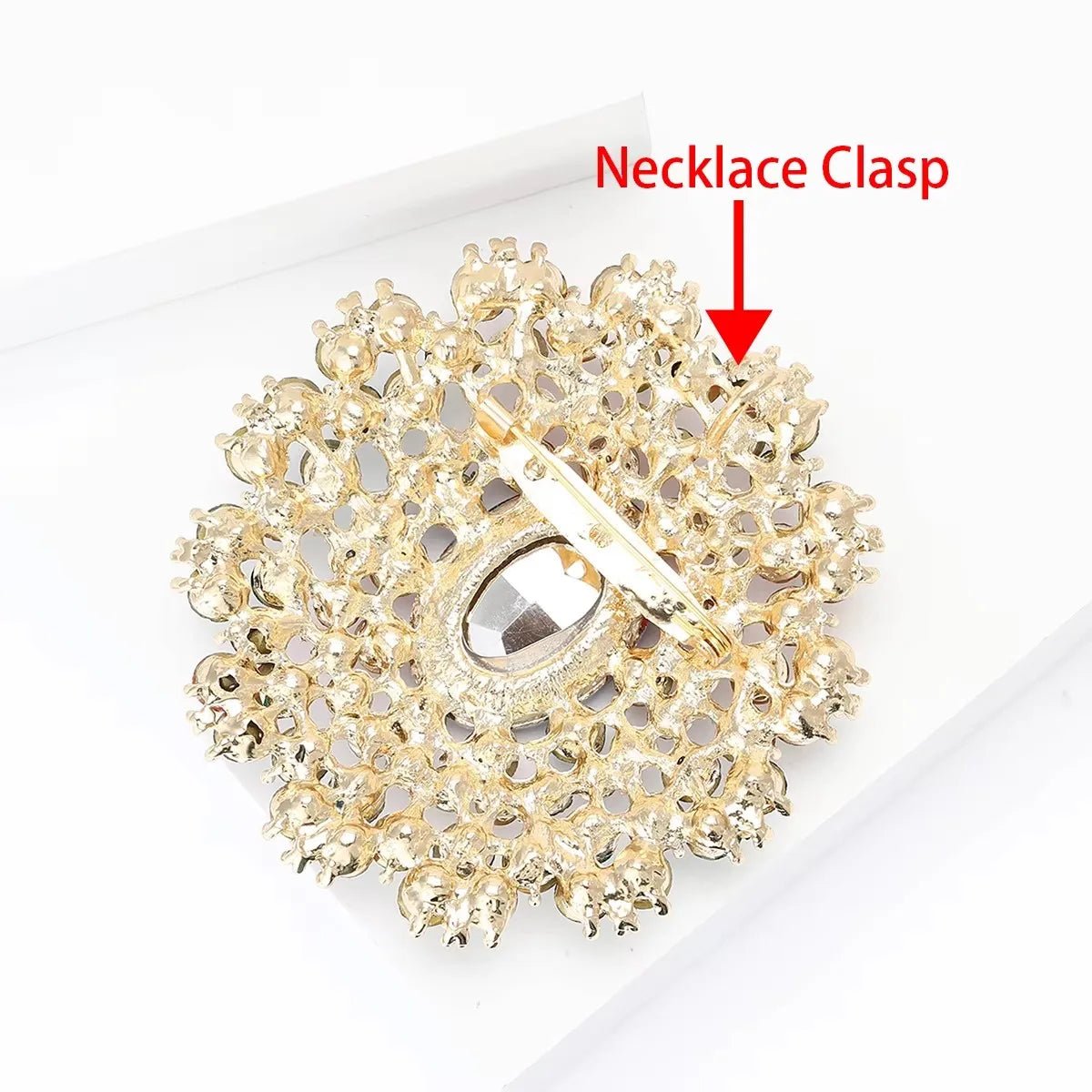 Beaut&Berry Luxury Shiny Round Large Glass Brooches for Women Rhinestone Pins 6-color Available Casual Party Accessories Gifts