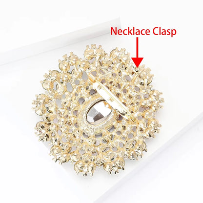 Beaut&Berry Luxury Shiny Round Large Glass Brooches for Women Rhinestone Pins 6-color Available Casual Party Accessories Gifts