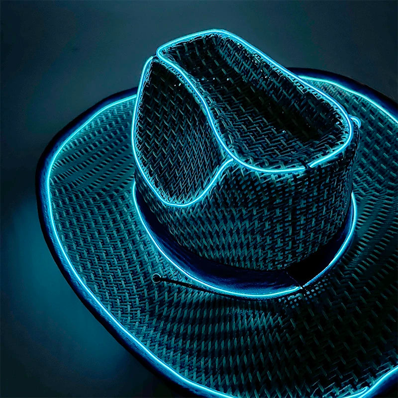 LED Glowing Cowgirl boy Hat Neon Luminous Bride Hat For Holiday Light Up Supplies Fluorescent Party Props Bachelorette Party Hat