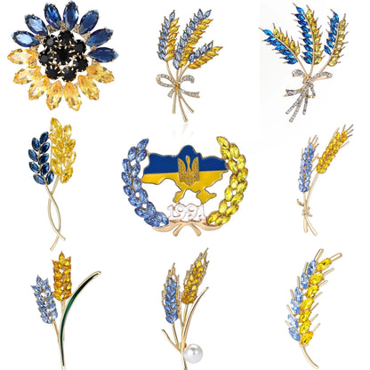 Ukrainian Wheat Brooches for Women Unisex Ukrainian Patriotic Pins Casual Accessories Gifts-Wholesale