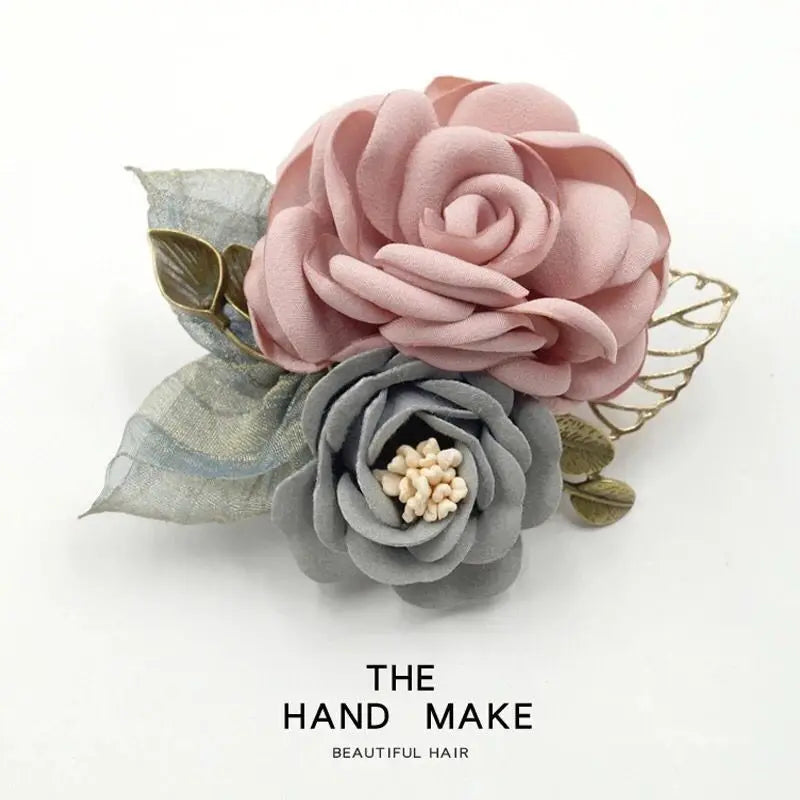 Luxury woman brooches Rose brooch fabric flower corsage shawl button sweater coat temperament pin accessories