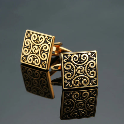 Luxury men's French shirt cufflinks classic square blue and black retro patterns cuff buttons suit accessories jewelry wholesale