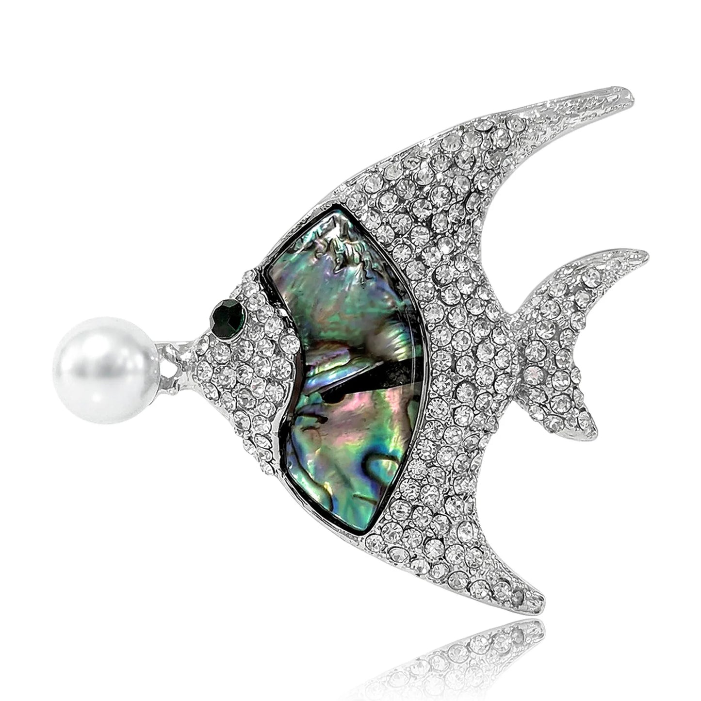 Beaut&Berry Classic Abalone Shell Fish Brooches for Women Unisex Animal Pins Casual Party Jewelry Accessories Gifts Decoration