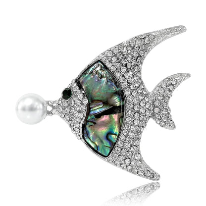 Beaut&Berry Classic Abalone Shell Fish Brooches for Women Unisex Animal Pins Casual Party Jewelry Accessories Gifts Decoration