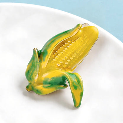 Wuli&baby Cute Corn Brooches For Women Unisex Enamel Plants Summer Collar Brooch Pin Fashion Jewelry Gifts