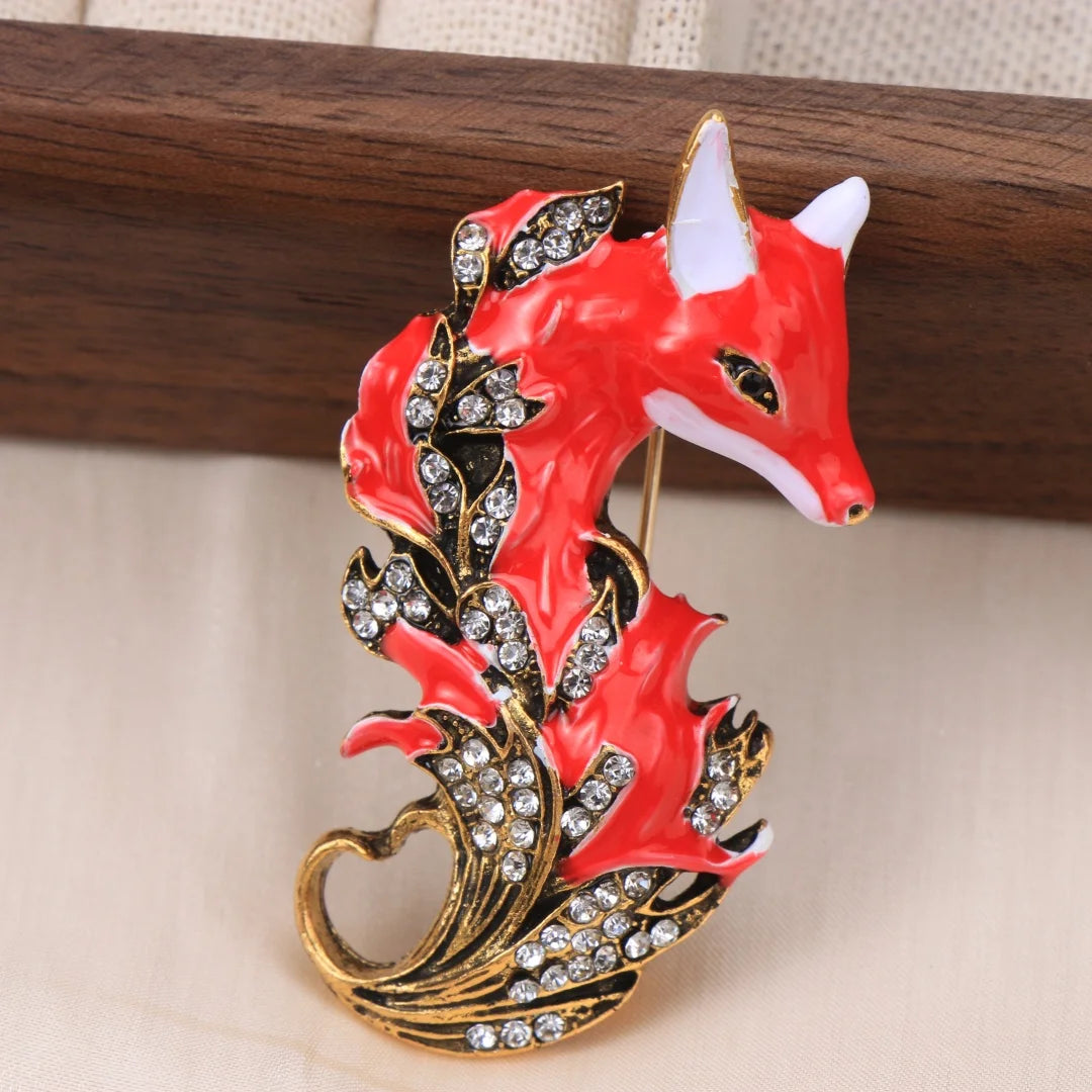 Baroque Luxury Fox Animal Design Brooch for Men and Women, Jewelry, Fashion Accessories, Couple's Gift, Holiday Party Gift