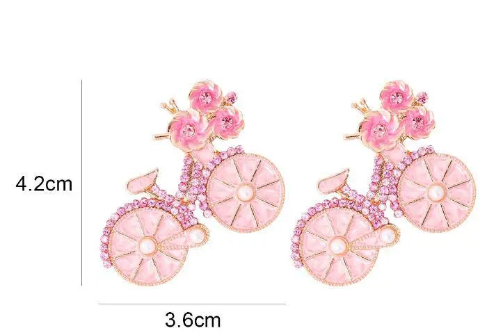 New pink bicycle brooch factory wholesale high-end chest flower European and American cross-border retro rhinestone brooch