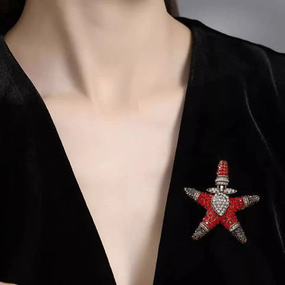Baroque Luxury Beautiful Starfish Santa Claus Design Men's Women's Brooch Pins，Jewelry Accessories, Wedding Holiday Party Favors
