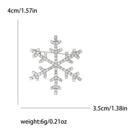 Christmas Rhinestone Snowflake Brooch for Women Unisex Pearl Ice Crystal Pin Event Party Backpack Decoration Clothes Accessories