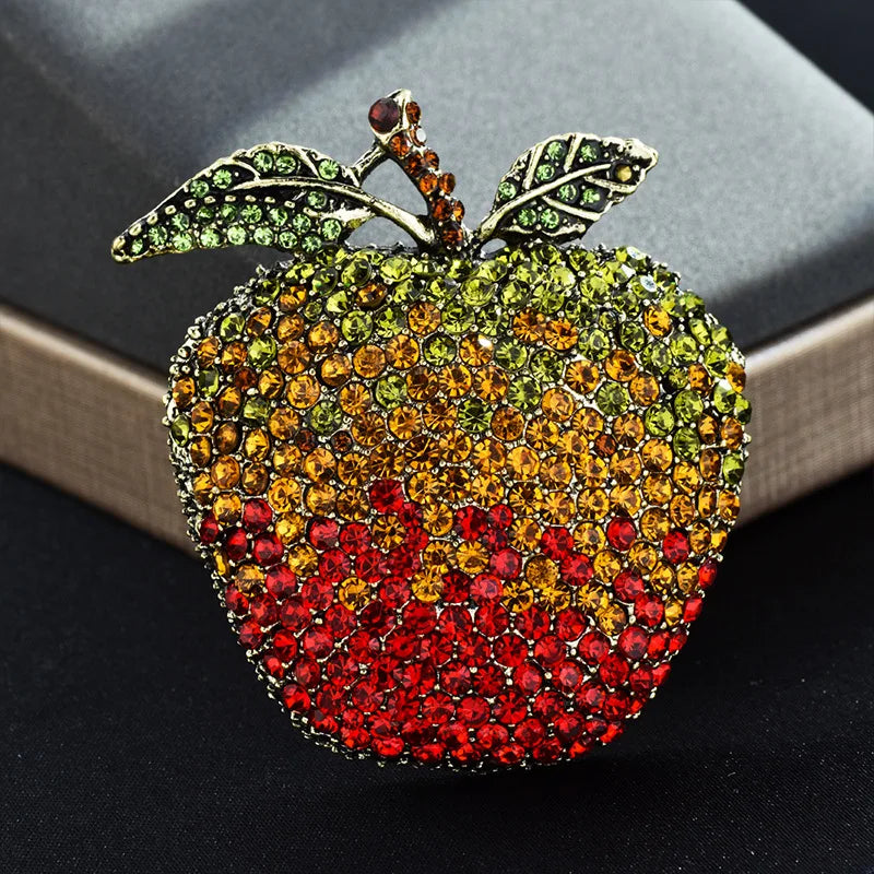 Baroque Luxury Apple Fruit Design Brooch for Men and Women, Jewelry Accessories, Wedding, Holiday, and Party Gift