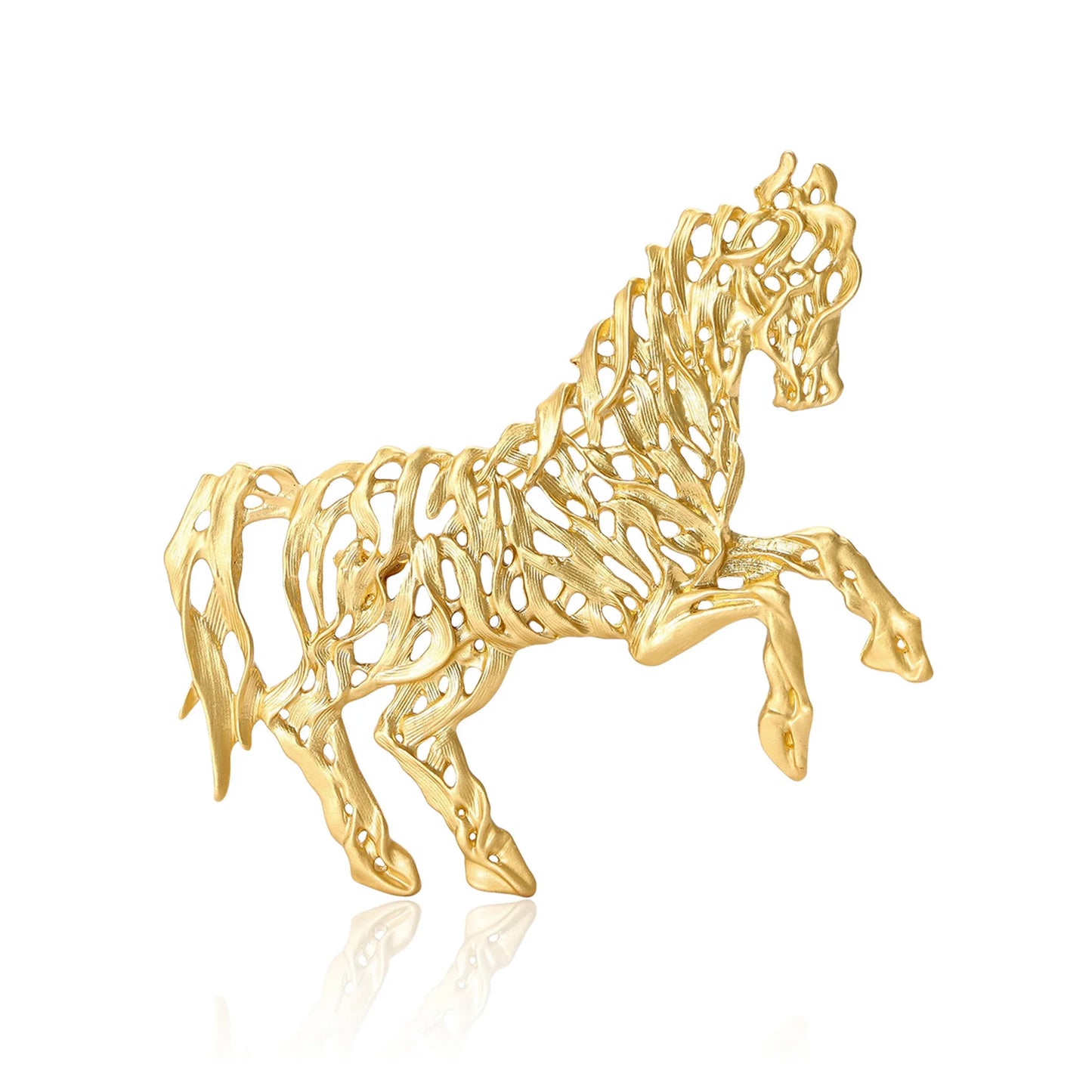 Beaut&Berry Fashion Enamel Hollow Horse Brooches for Women Animal Pins Casual Party Accessories Luxury Gifts Friends Decoration