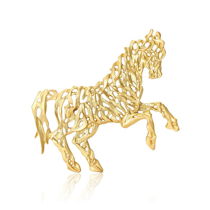 Beaut&Berry Fashion Enamel Hollow Horse Brooches for Women Animal Pins Casual Party Accessories Luxury Gifts Friends Decoration