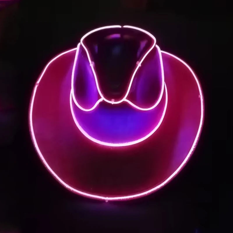 LED Glowing Cowgirl boy Hat Neon Luminous Bride Hat For Holiday Light Up Supplies Fluorescent Party Props Bachelorette Party Hat