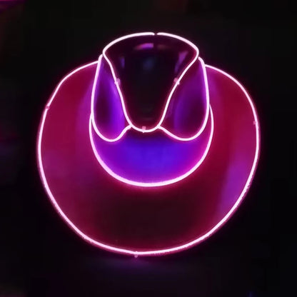 LED Glowing Cowgirl boy Hat Neon Luminous Bride Hat For Holiday Light Up Supplies Fluorescent Party Props Bachelorette Party Hat