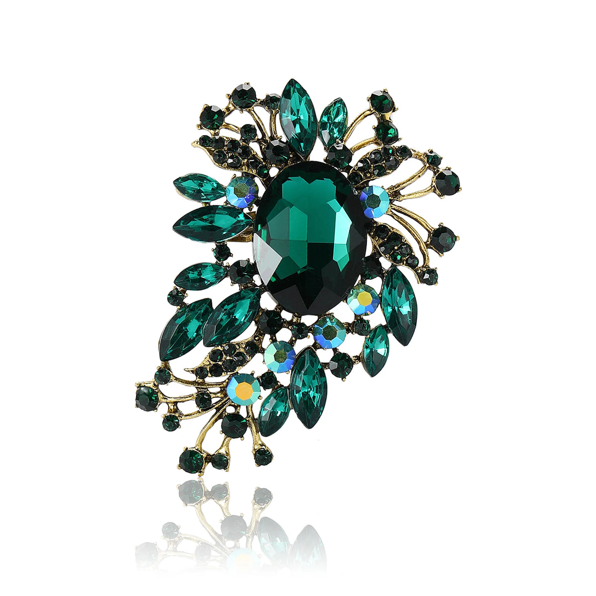 Beaut&Berry Luxury Crystal Glass Brooches for Women Rhinestone Flower Pins Friends Party Gifts Banquet Jewellery Accessories
